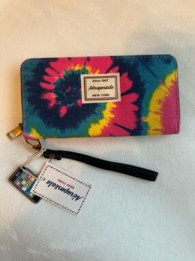 NWTS Aéropostale Tie-Dye Zip Around Wristlet Wallet - Pink Blue Yellow